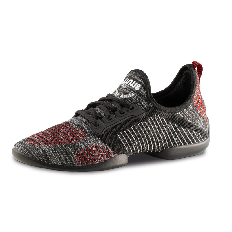 Anna Kern 4015 Dancesneaker schwarz/rot/grau geteilte Drehpunktsohle LineDance usw.
