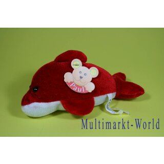 Plüschtier Delfin Paul 18 cm Farbe rot