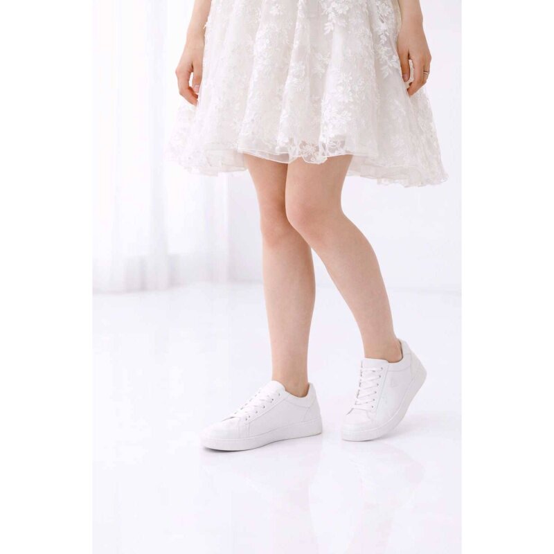 Braut Sneaker DM-B03 Weiß als flachen Hochzeitssneaker