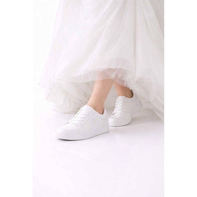 Braut Sneaker DM-B03 Weiß von Diamant - flach & bequem