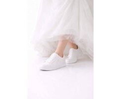 Braut Sneaker DM-B03 Weiß von Diamant - flach & bequem