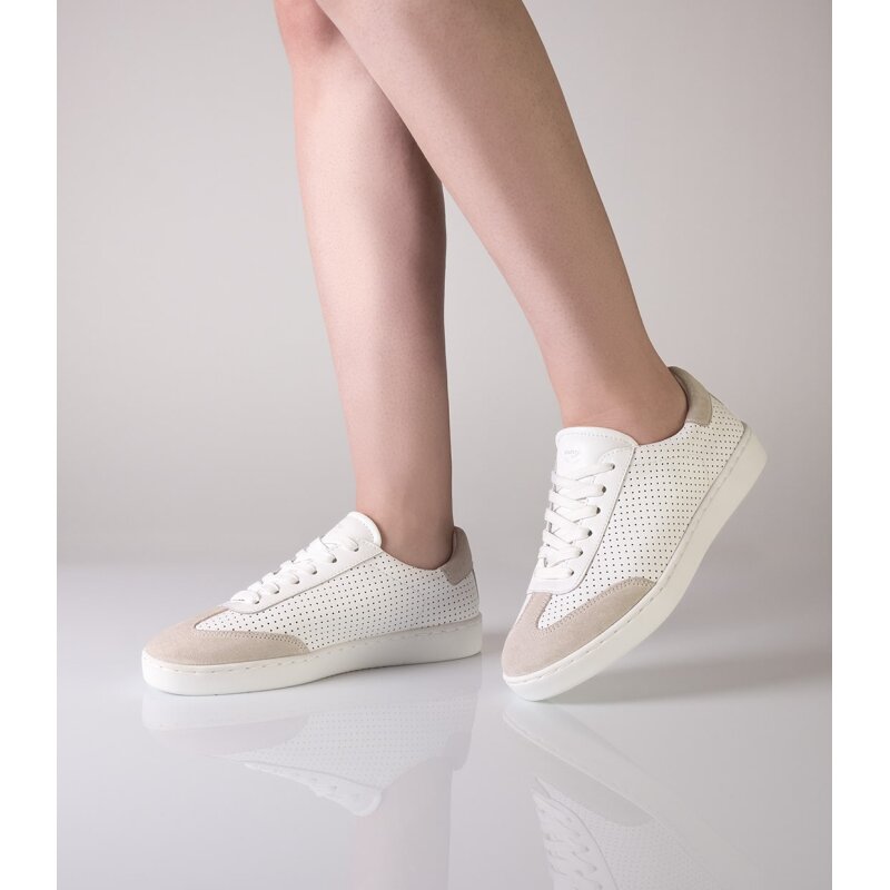 Anna Kern 7020 Suny Tanzsneaker Damen, Velour, Beige-Weiß 4 = 36 2/3
