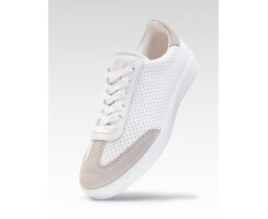 Anna Kern 7020 Suny Tanzsneaker Damen, Velour, Beige-Weiß 4 = 36 2/3