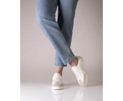 Anna Kern 7020 Suny Tanzsneaker Damen, Velour, Beige-Weiß 4 = 36 2/3