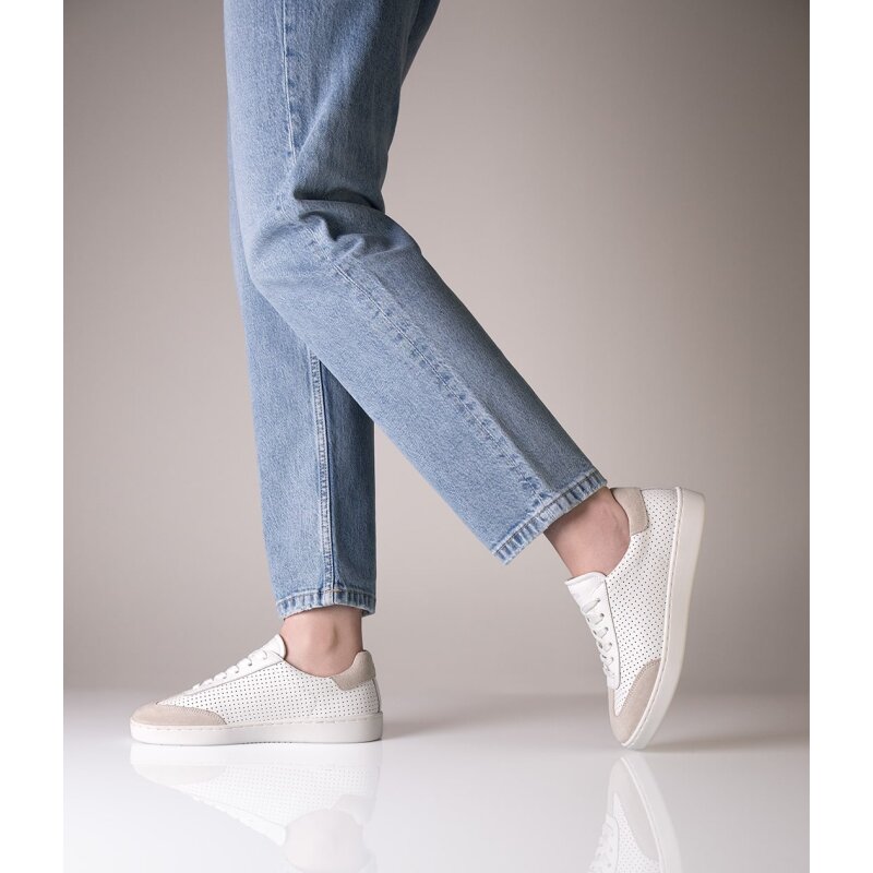 7020 Anna Kern - Tanz-Sneaker aus Velours-Leder in Beige-Weiß